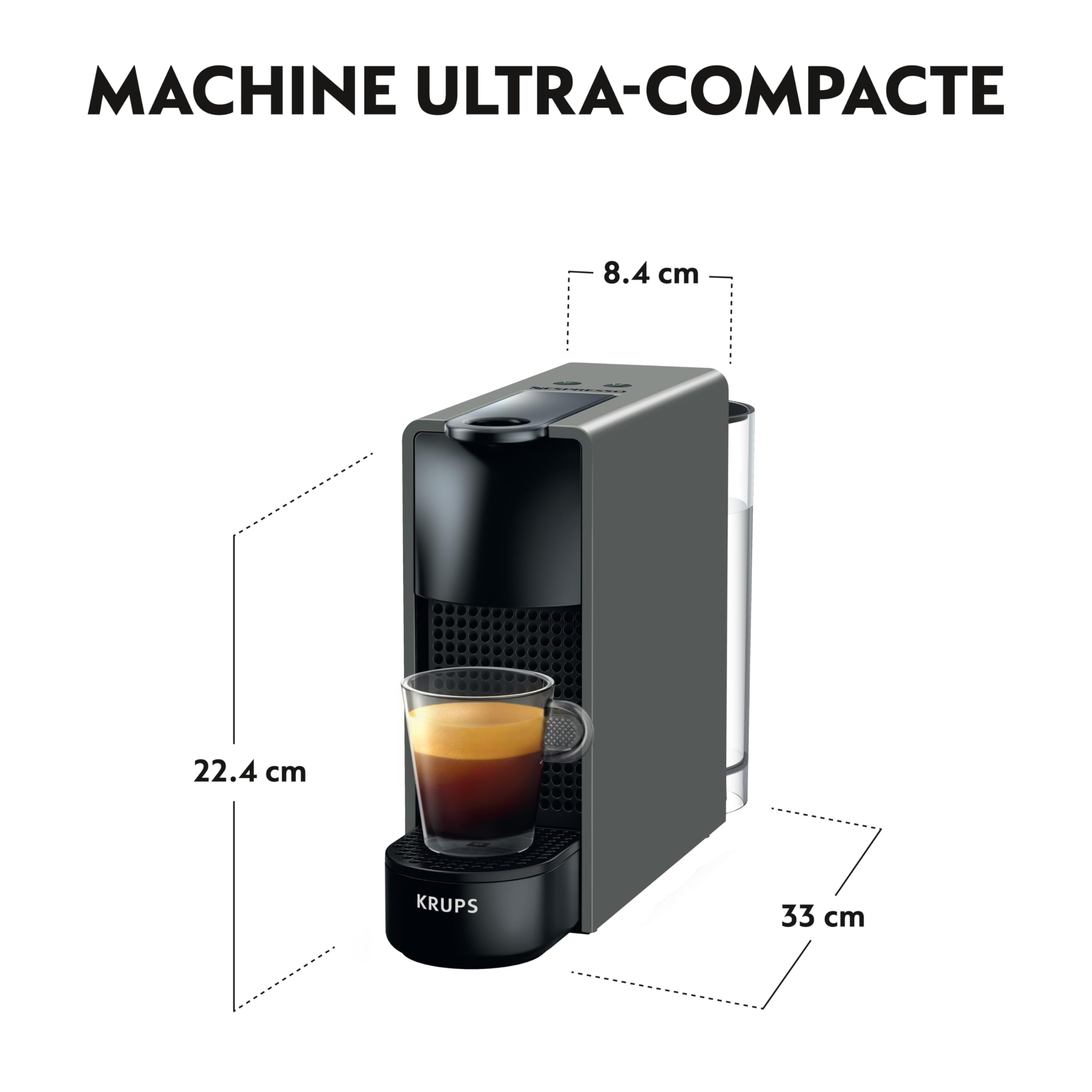 Machine à Café Essenza Mini Gris Intense 19 Bars – Compacte & Réparable 15 Ans | YY2911FD
