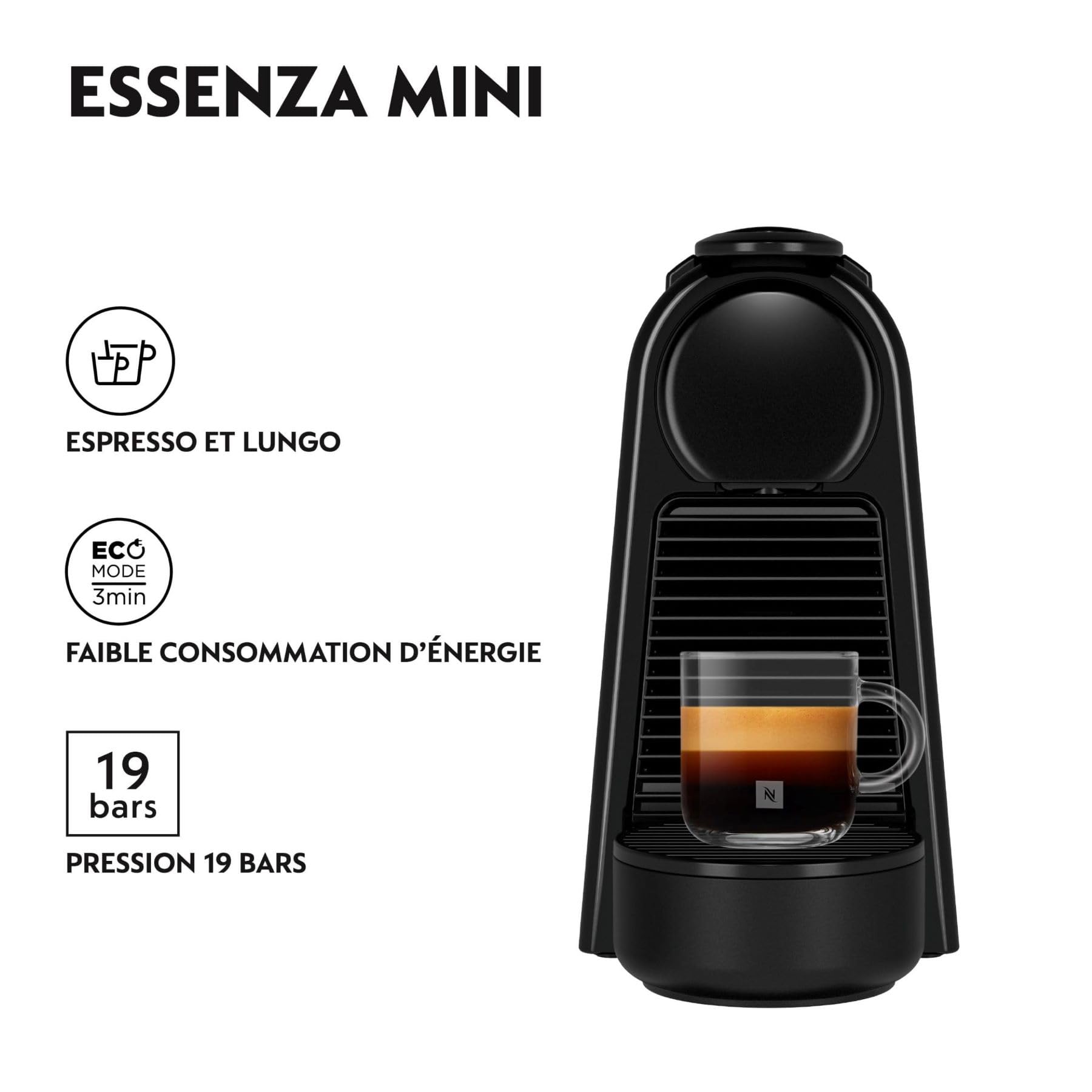 Machine à Café Essenza Mini Noir 19 Bars – Expresso & Lungo + Kit de Bienvenue | EN85.B